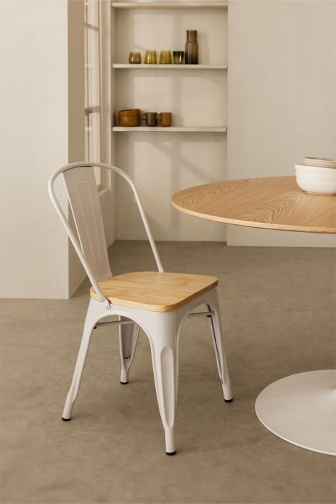 Sedia da pranzo impilabile in legno e acciaio Lix - Bianco