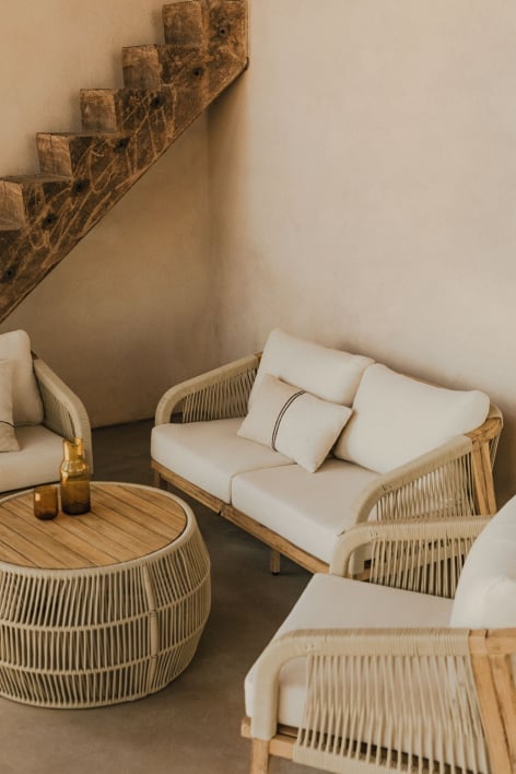 Divano a 2 posti in legno di acacia Dubai - Gardenia Bianco