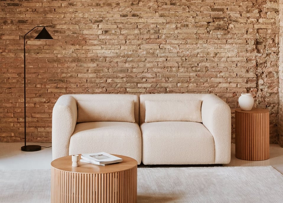 Divano modulare Fogler a 2 pezzi - Ciniglia Crema Beige