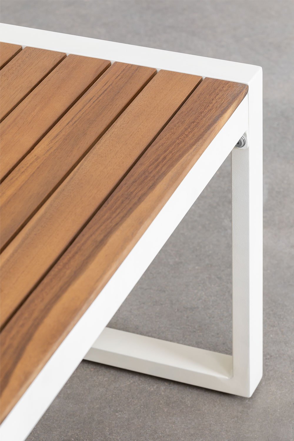 Set da giardino Lipov con divano a 2 posti e tavolino in alluminio e legno di acacia 110x55cm, immagine della galleria 9