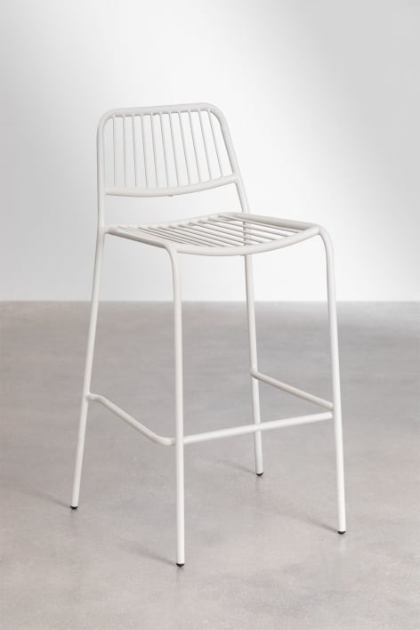 Sgabello alto da giardino 75 cm impilabile in acciaio bianco gardenia Elton - Gardenia Bianco