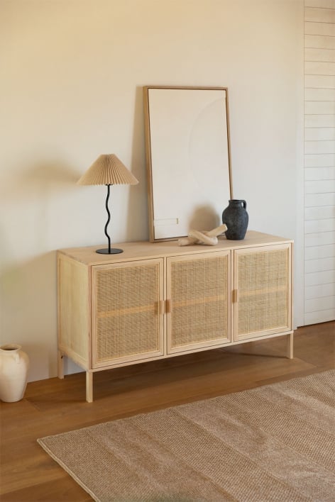 Credenza in rattan e legno Reyna