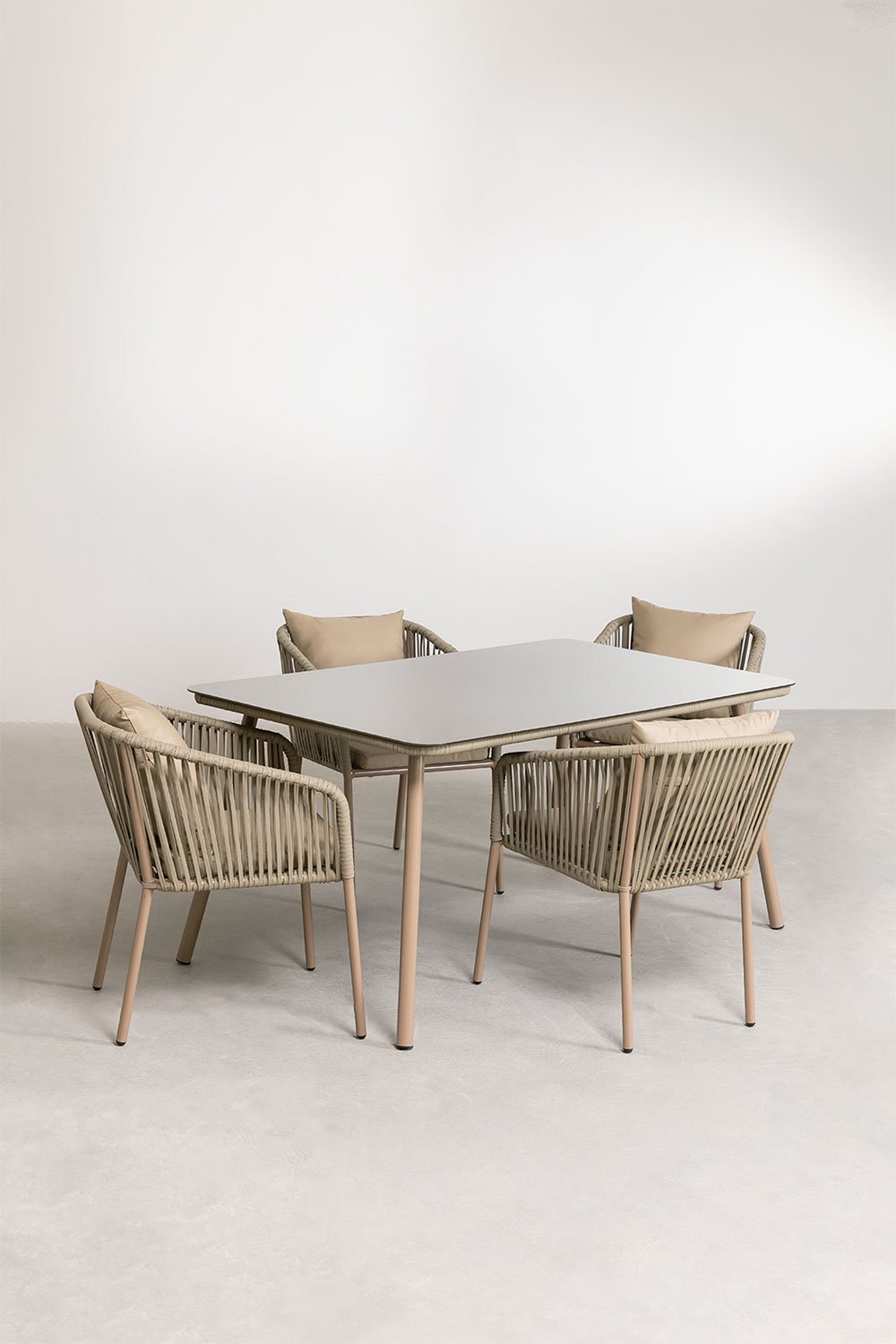 Set da tavolo rettangolare Arhiza Classic, 160x90 cm, e 4 sedie da giardino in alluminio. , immagine della galleria 2