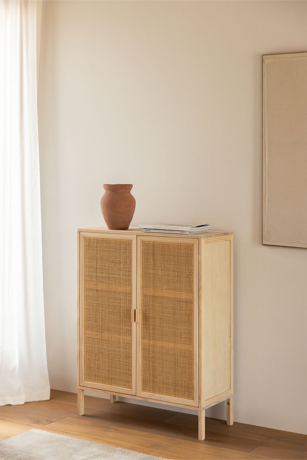 Credenza a 2 Ante in Rattan e Legno Reyna, immagine della galleria 1