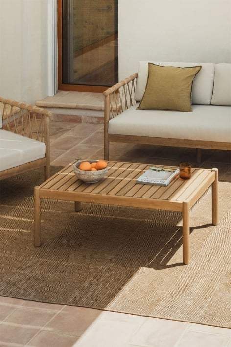 Tavolino da Giardino Rettangolare in Legno di Acacia (100x60 cm) Bizerta