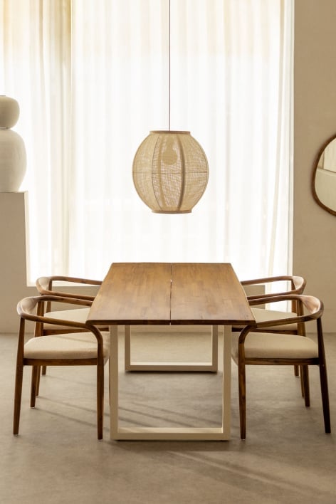 Tavola da pranzo rettangolare in legno di acacia e acciaio (180x90 cm) Maupi