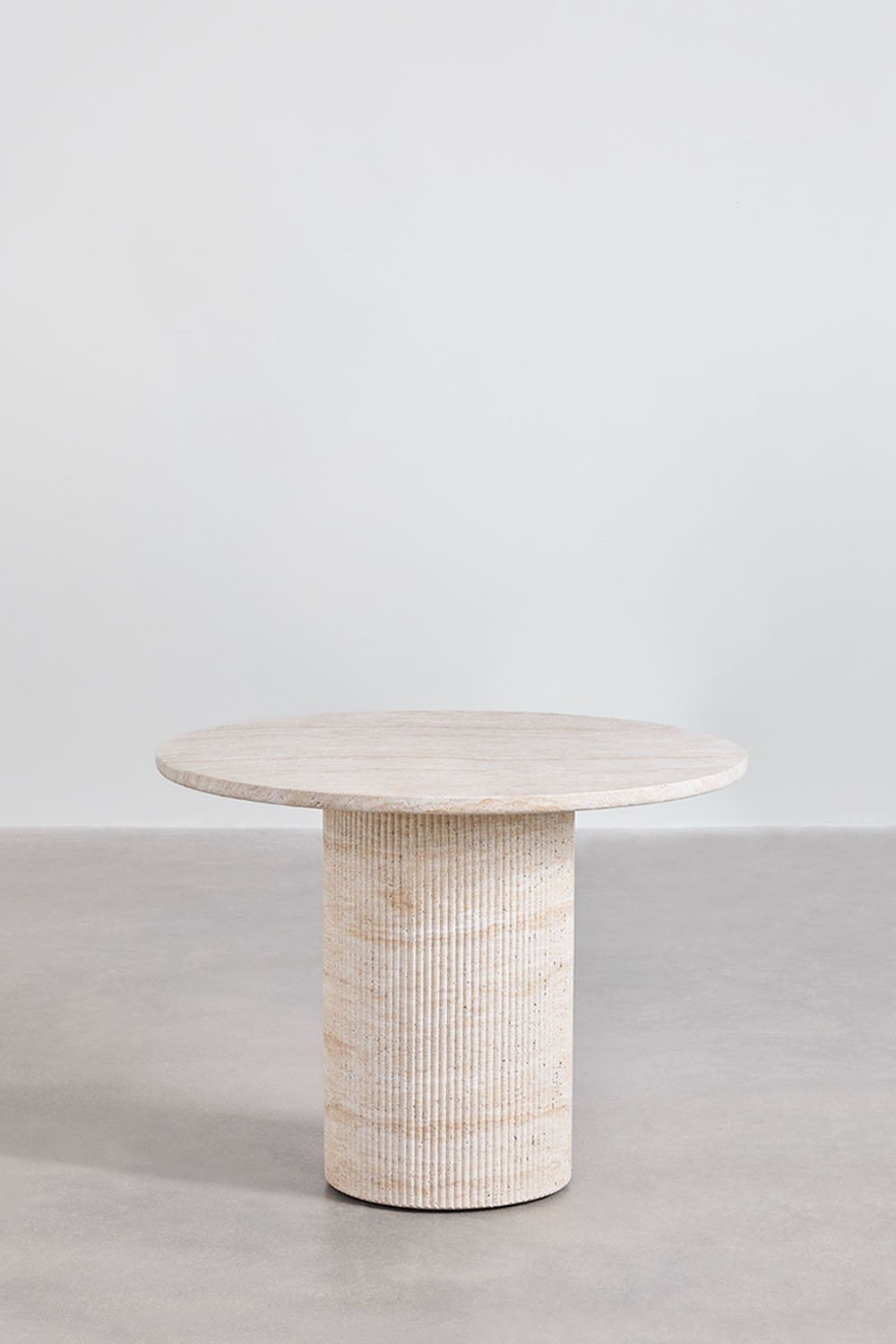 Tavolo da pranzo rotondo Ø100 cm in cemento effetto travertino Velia, immagine della galleria 3