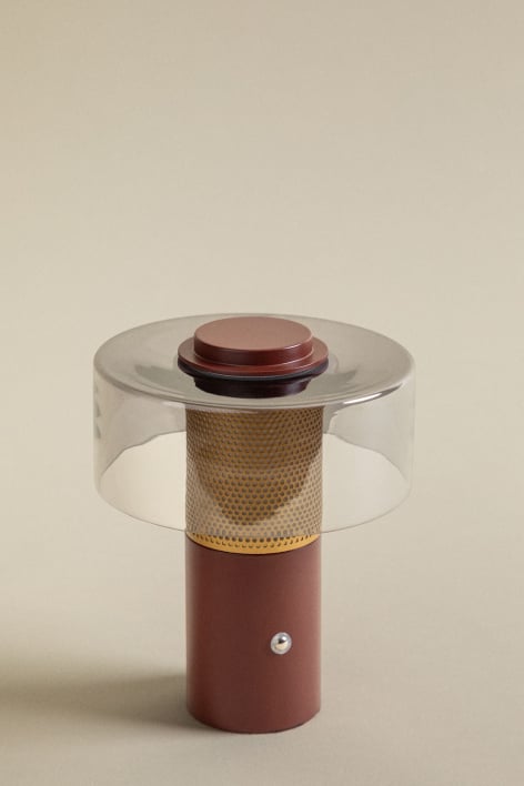 Lampada da tavolo Elfriede LED senza fili in vetro e acciaio