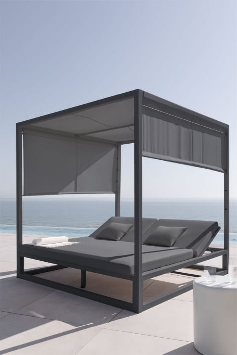 Letto balinese reclinabile in alluminio e tessuto Nasau