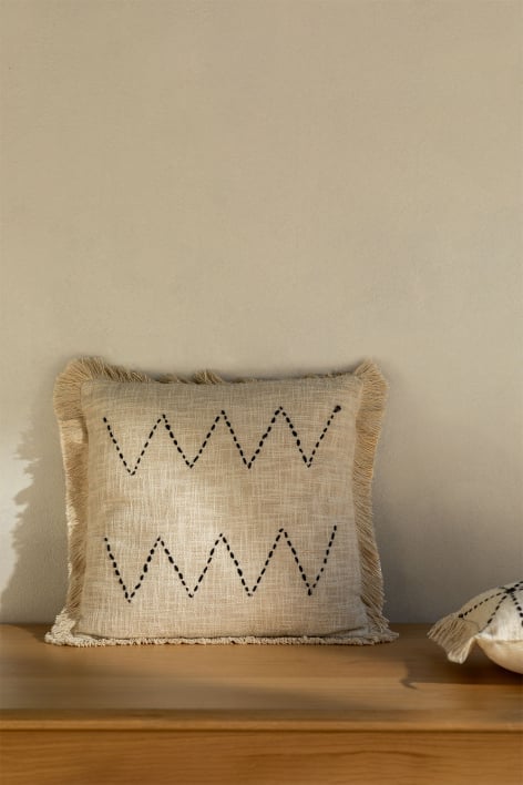 Cuscino quadrato in cotone (45x45 cm) Tapevi - Beige Lino