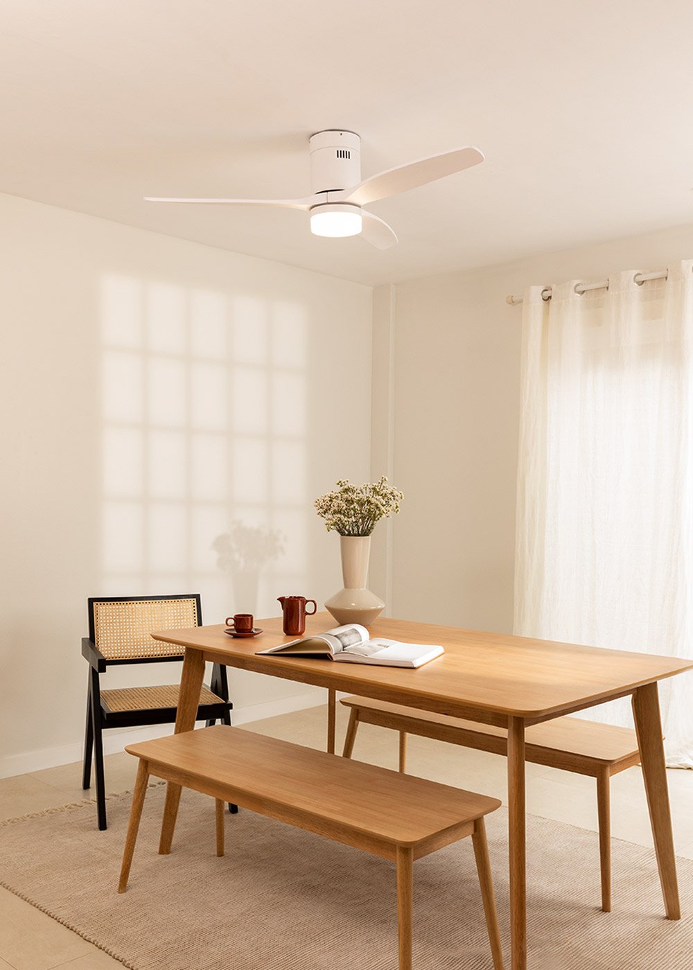 CREATE - WIND CALM - Ventilatore da soffitto 40W silenzioso Ø132 cm 100% legno, immagine della galleria 1