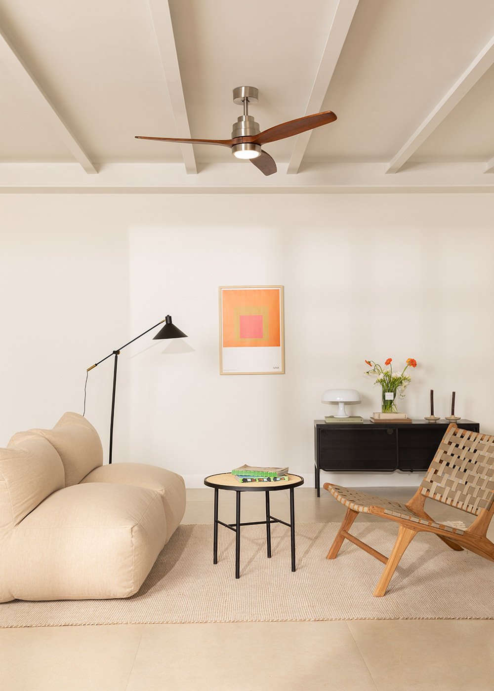 CREATE - WIND STYLANCE - Ventilatore da soffitto 40W silenzioso Ø132 cm 100% legno, immagine della galleria 1