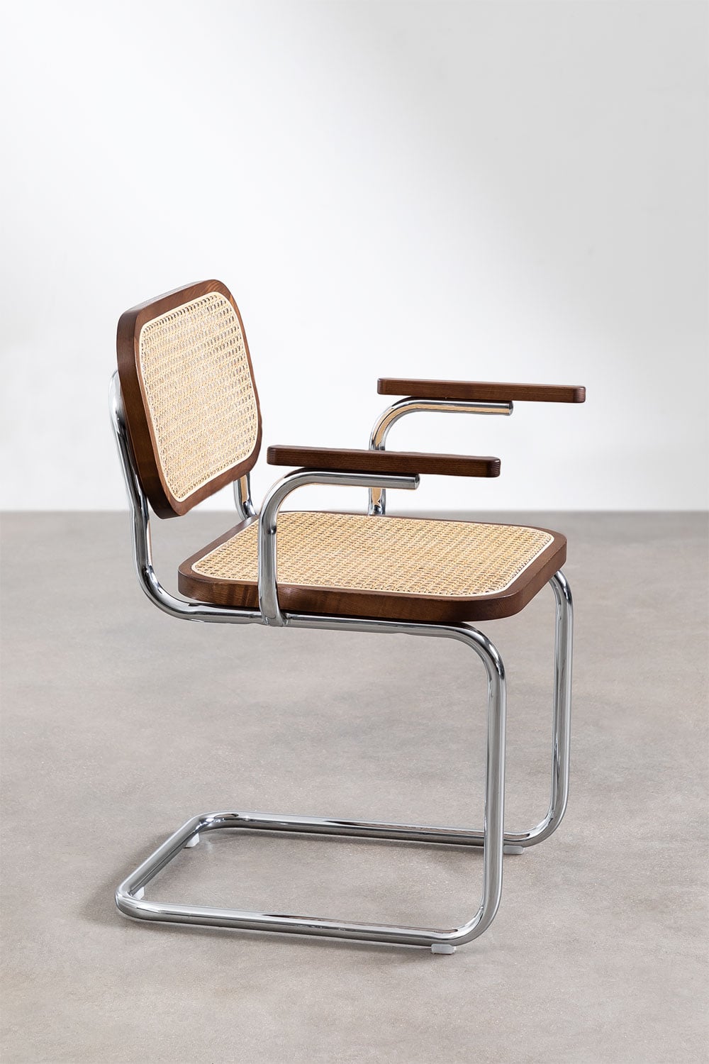 Set di 2 sedie da pranzo con braccioli in rattan e acciaio Tento, immagine della galleria 3