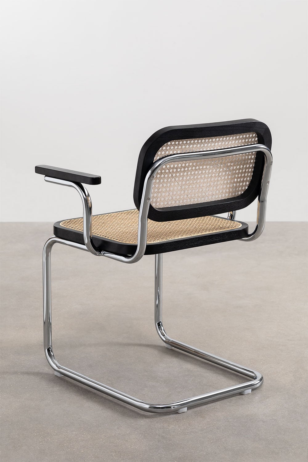 Set di 2 sedie da pranzo con braccioli in rattan e acciaio Tento, immagine della galleria 5