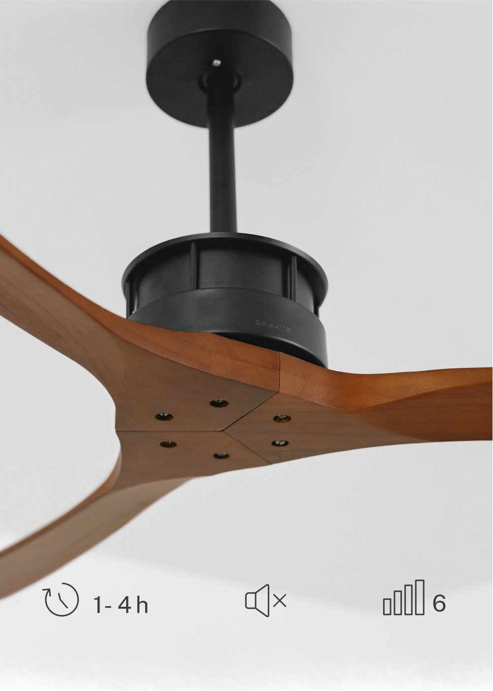 CREATE - WIND LARGE - Ventilatore da soffitto 40W silenzioso XL Ø152 cm 100% legno, immagine della galleria 4