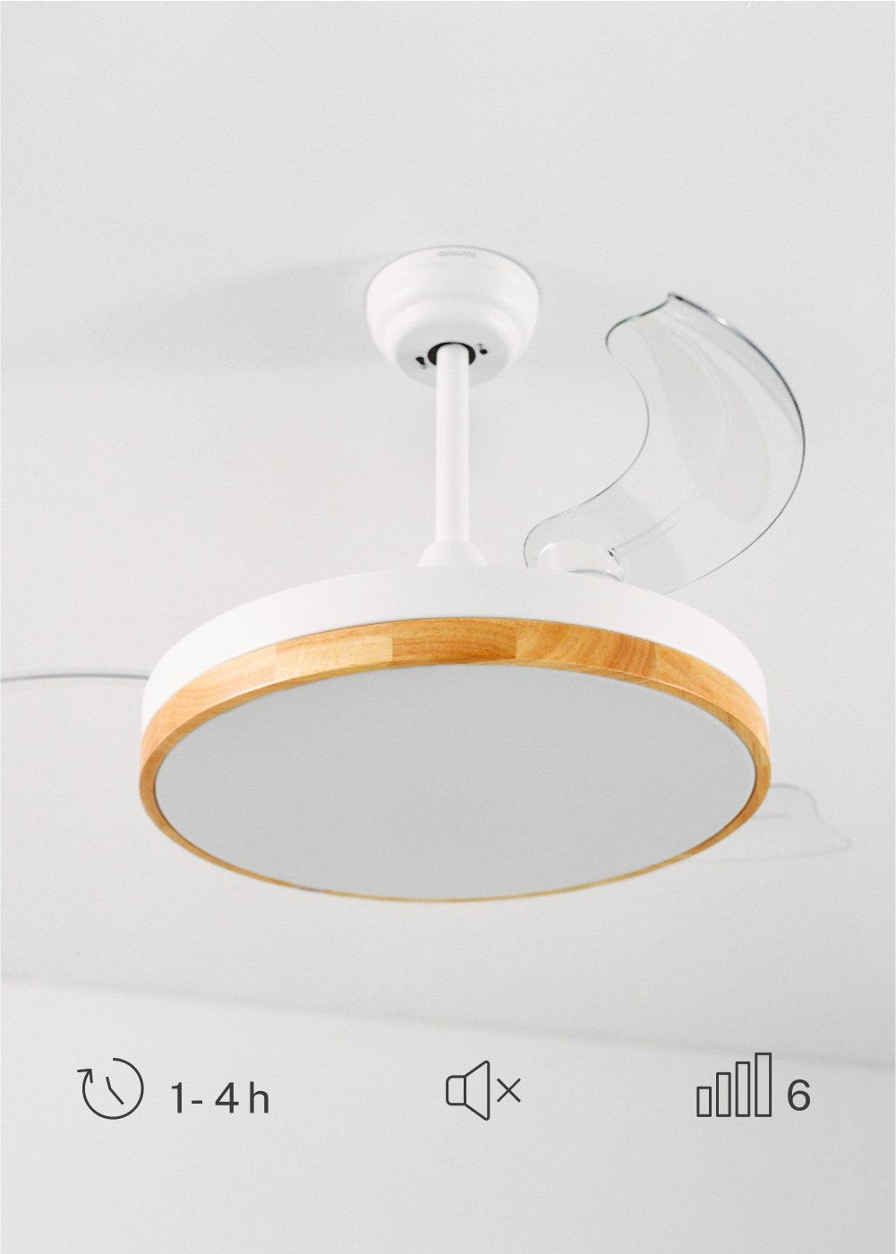 CREATE - WIND CLEAR - Ventilatore da soffitto 40W silenzioso Ø108cm lame retrattili con luce LED da 36W, immagine della galleria 3176496