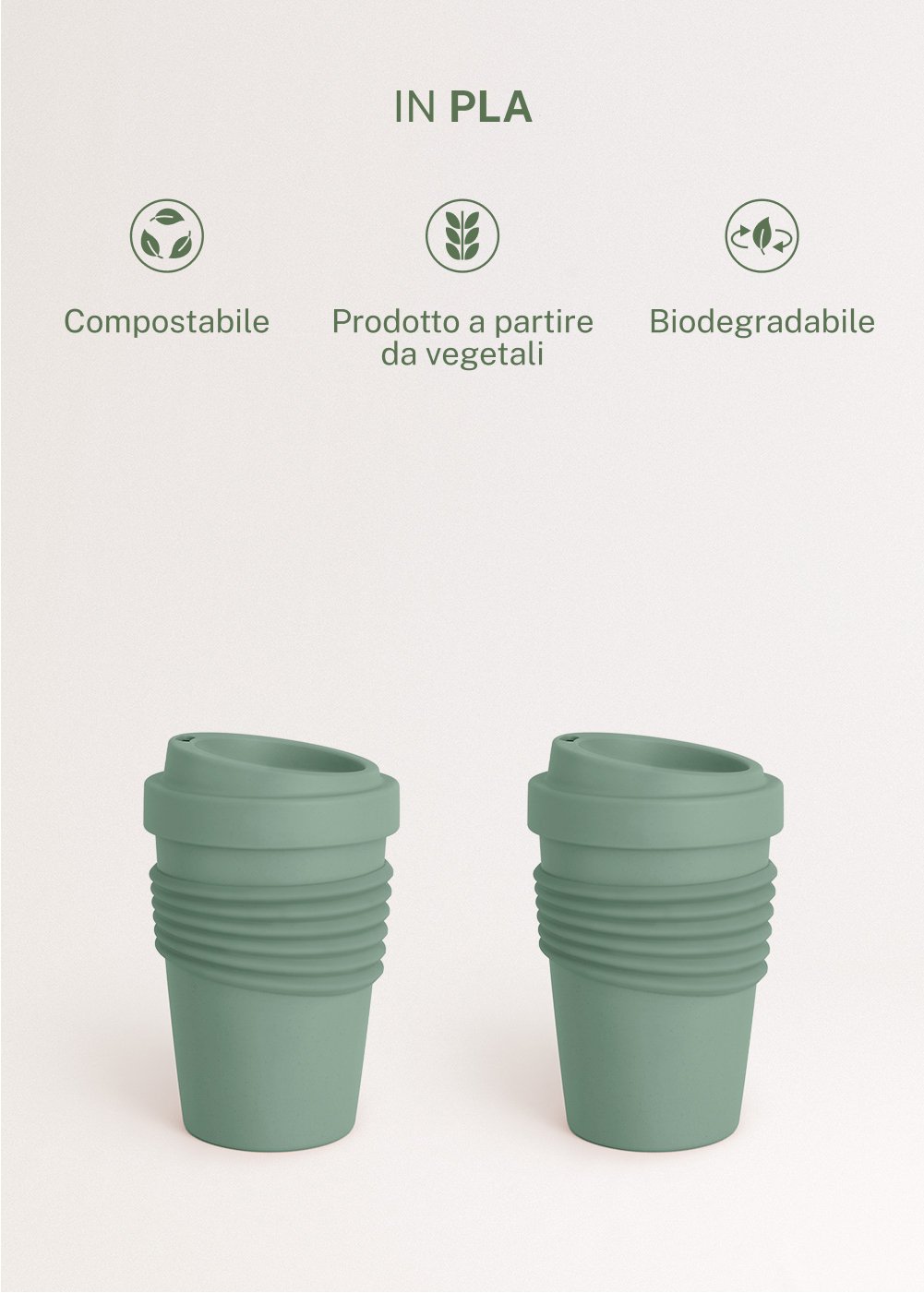 CREATE - KITCHENWARE OUTDOOR ECO - Bicchiere con coperchio per caffè in materiale riciclato, immagine della galleria 1