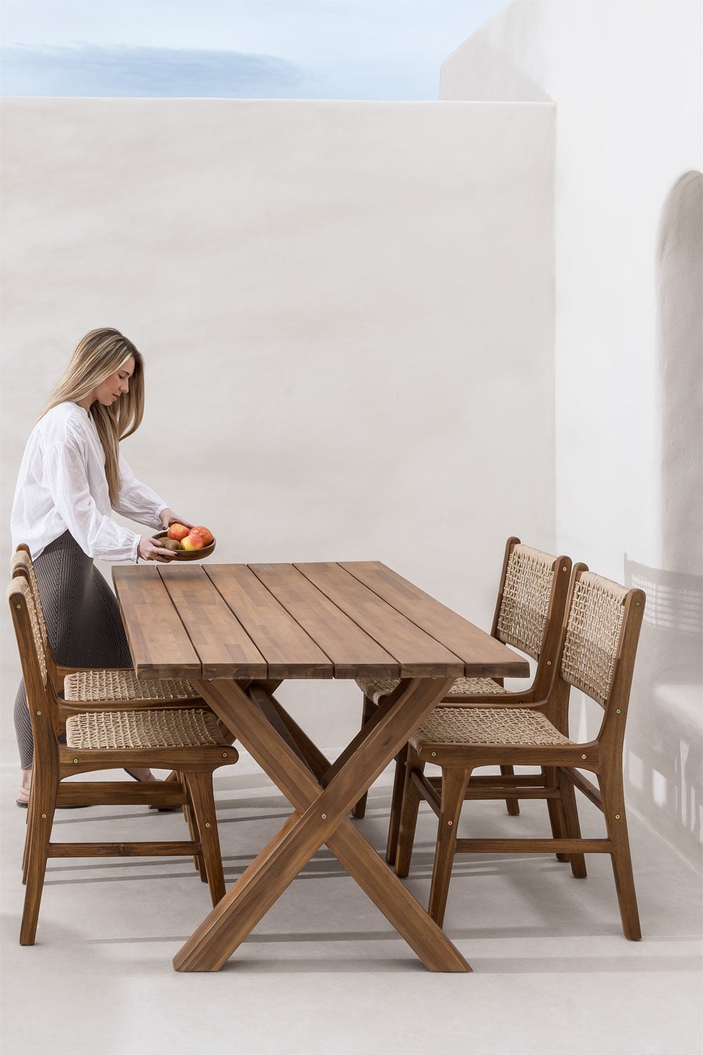 Set Di 2 Sedie Pieghevoli In Legno Di Teak Per Giardino – 47x57x89 Cm – Naturali, Non Trattate, Adatte A Interni/Esterni