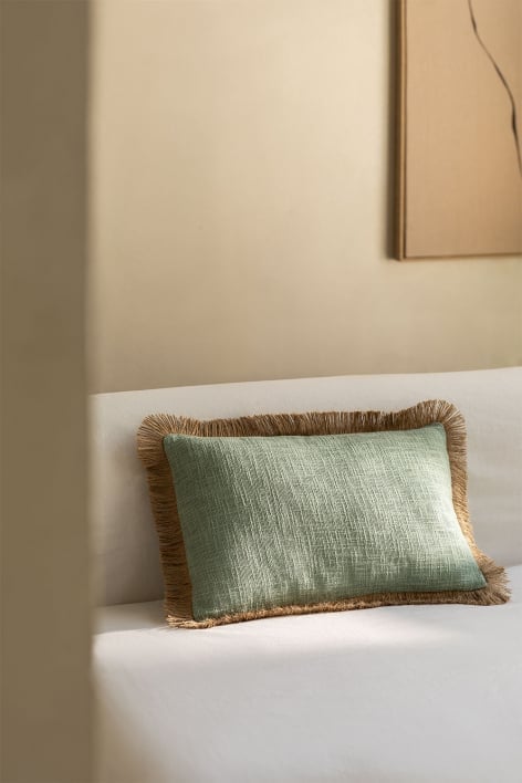 Cuscino rettangolare in cotone (30x50 cm) Paraiba - Celadon - Beige Lino