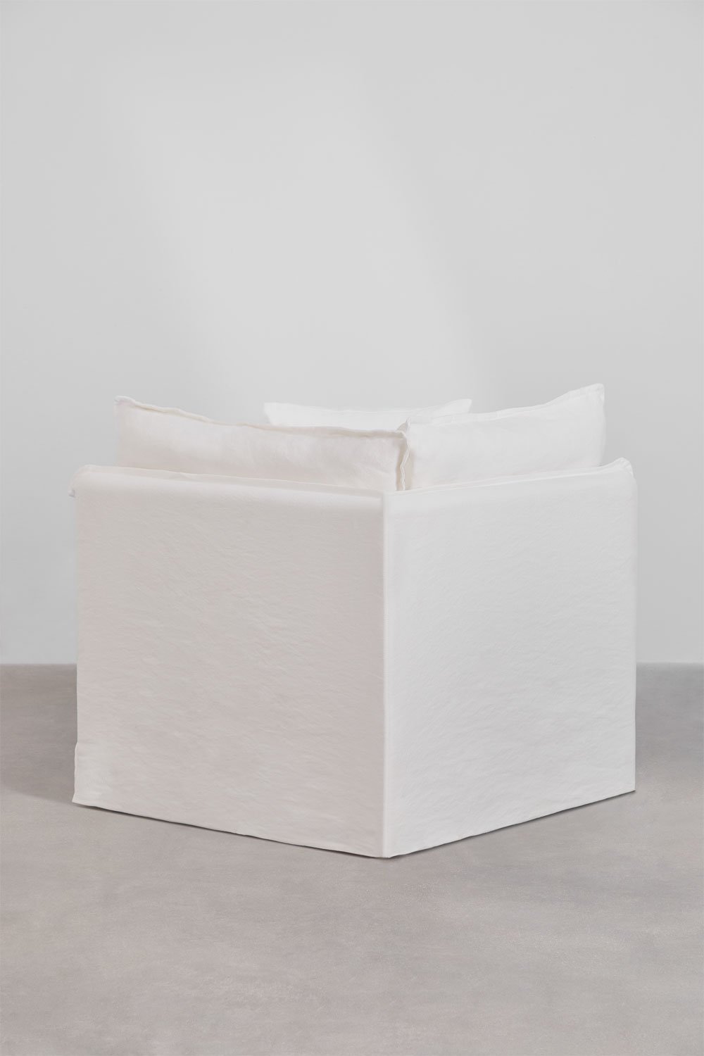 Divano modulare a 3 pezzi con pouf in lino e cotone Grace, immagine della galleria 6