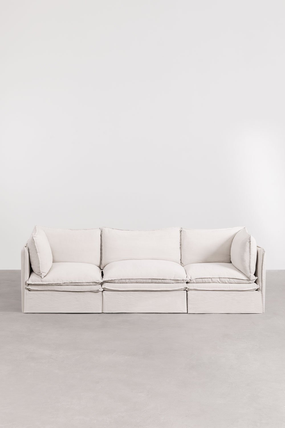 Divano modulare a 3 pezzi in lino e cotone Grace, immagine della galleria 4