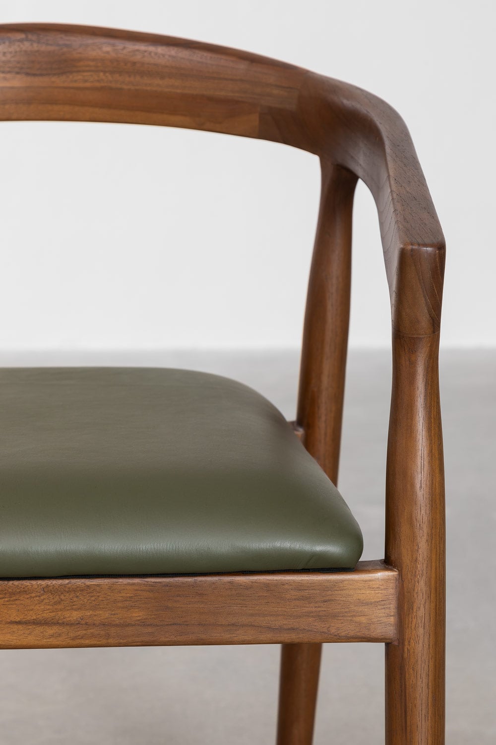 Set di 4 sedie da pranzo in legno di teak e pelle Visby, immagine della galleria 5