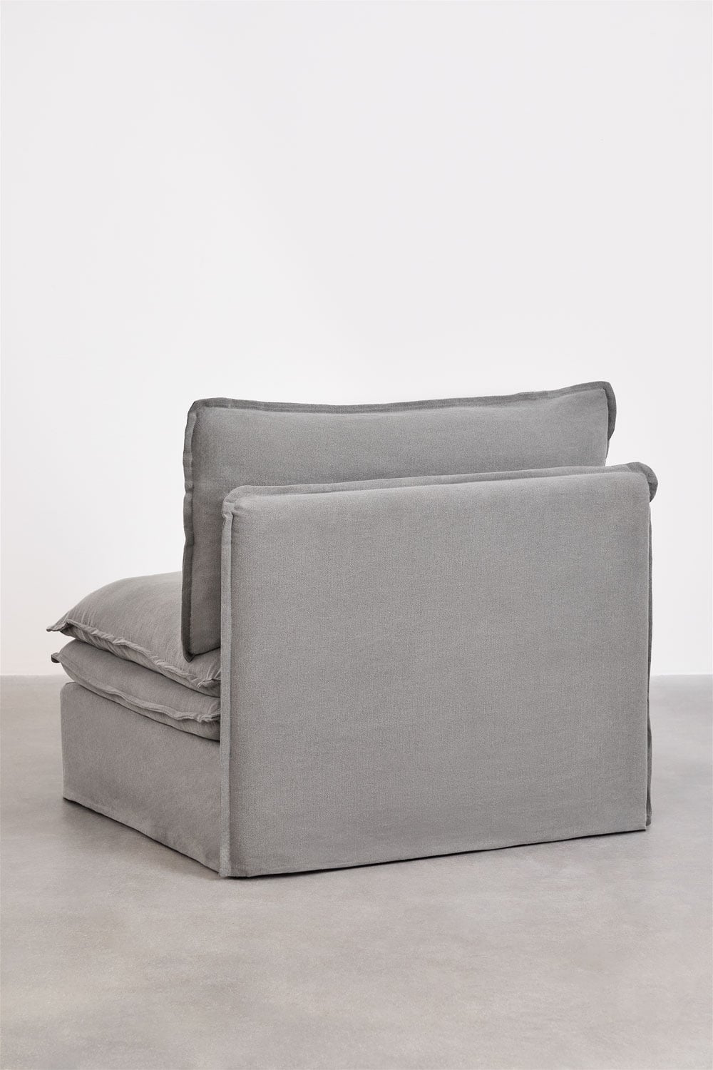 Divano modulare chaise longue a 3 pezzi e pouf in lino e cotone Grace, immagine della galleria 7