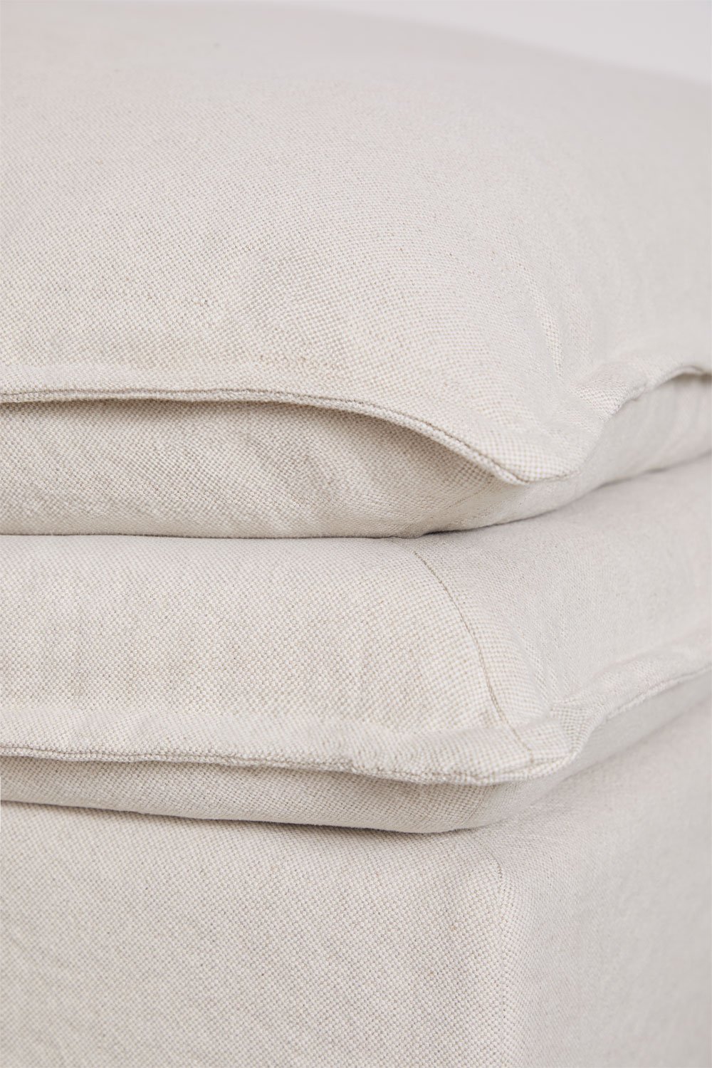 Set soggiorno con divano a 2 posti, poltrona e pouf in lino e cotone Grace, immagine della galleria 10