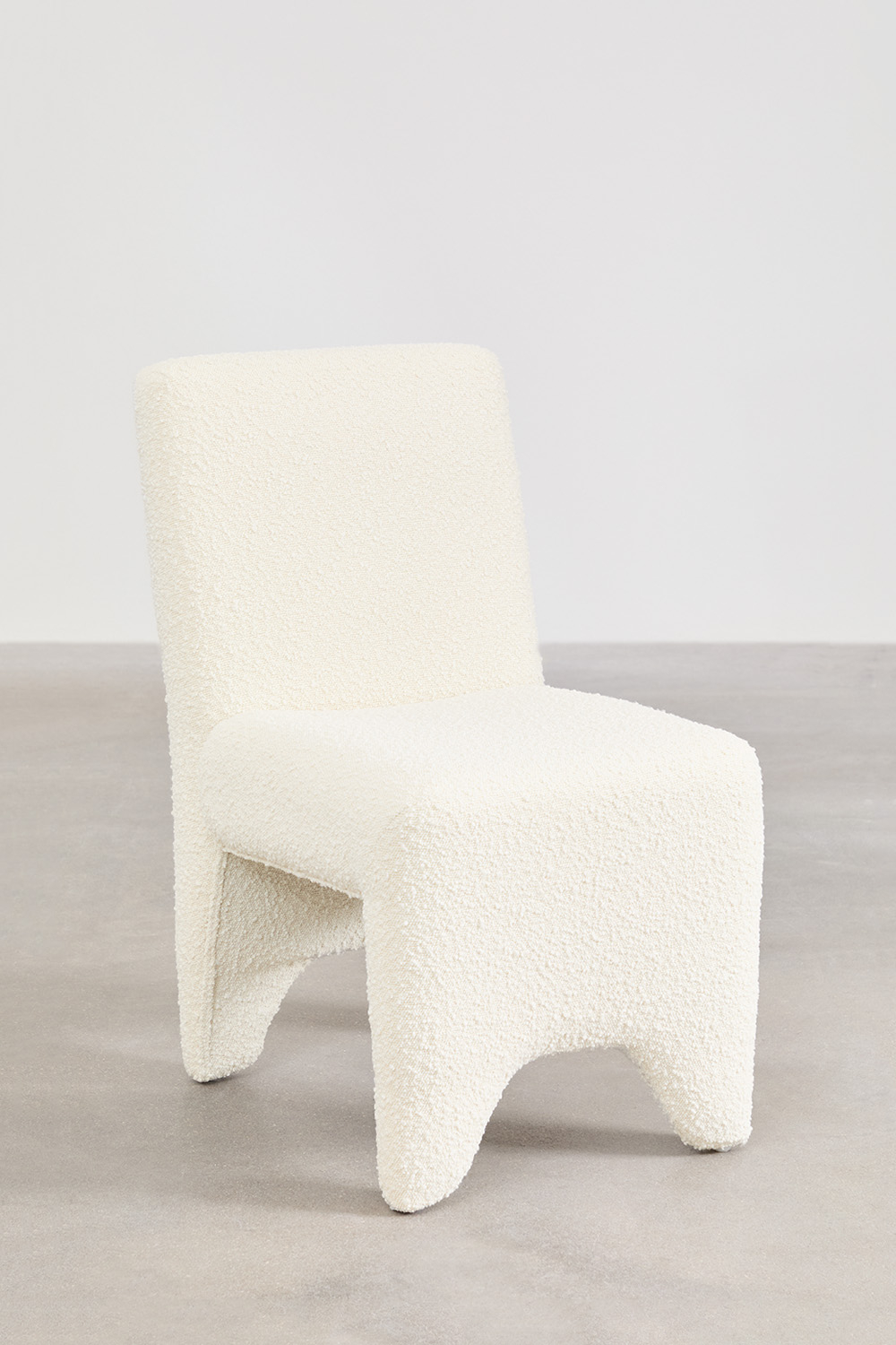 Arredamento Soggiorno Poltrona Salotto Yaheetech In Tessuto Bouclé - Moderna Con Gambe Legno, Imbottita, Bianco Poltrona Moderna Per Angolo Lettura - 3