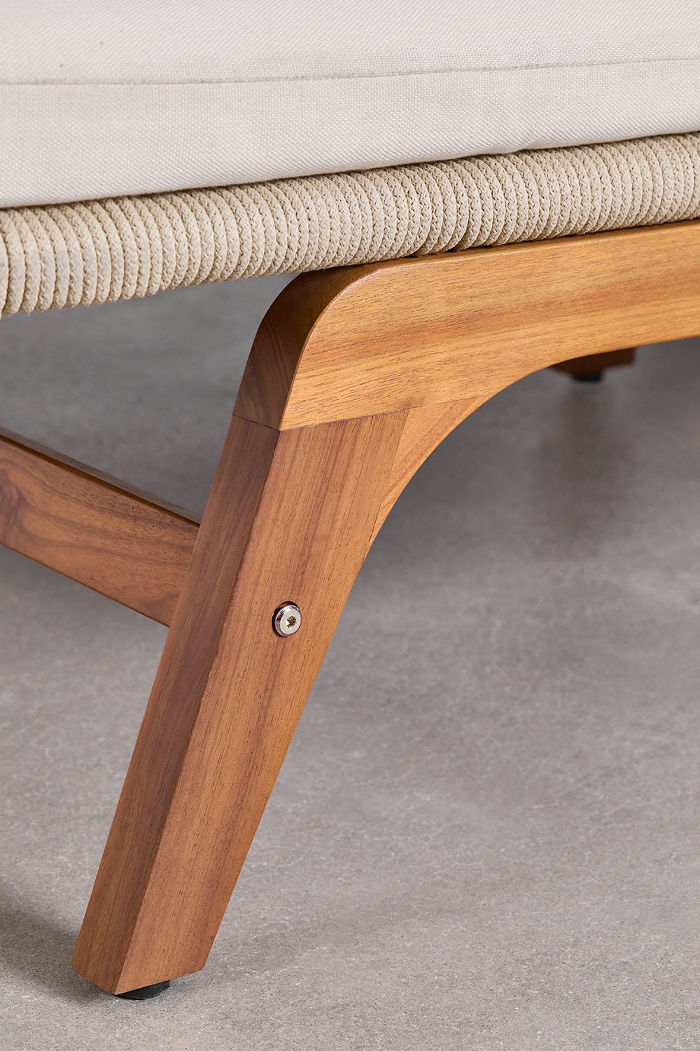 Lettino doppio in legno di acacia con cuscino Vejer, immagine della galleria 8