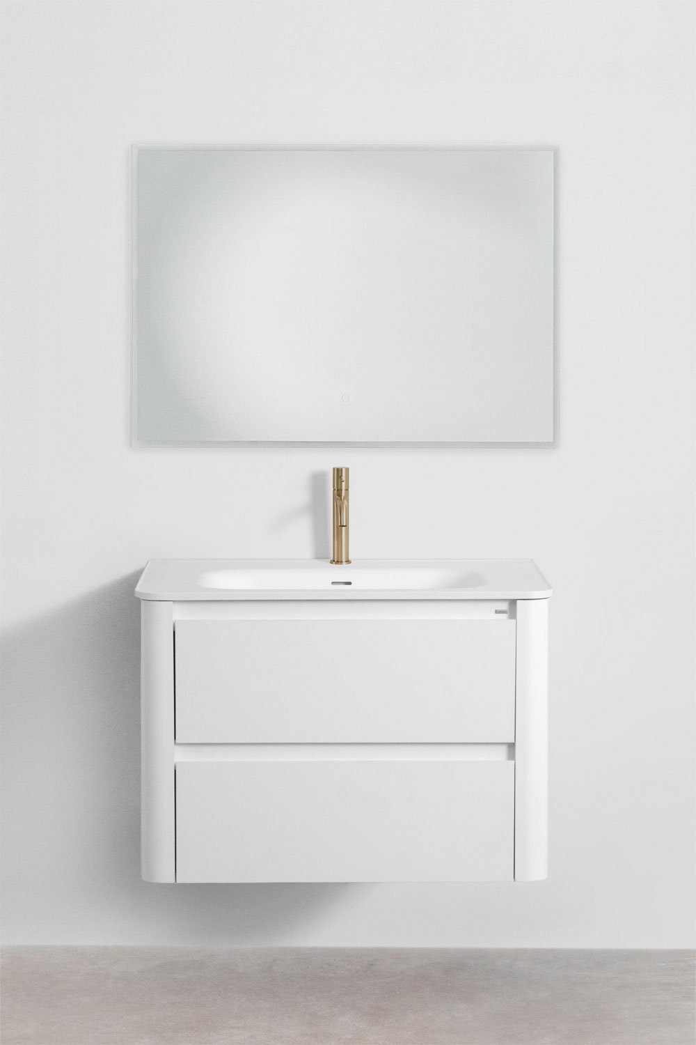 Set mobili da bagno in legno con lavabo integrato e specchio Egerton , immagine della galleria 2