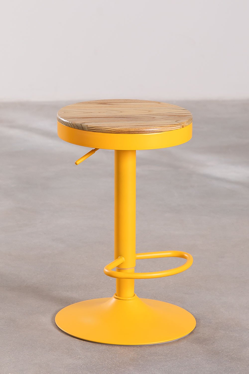 Confezione da 2 sgabelli alti regolabili in acciaio e legno di olmo Bardder, immagine della galleria 3