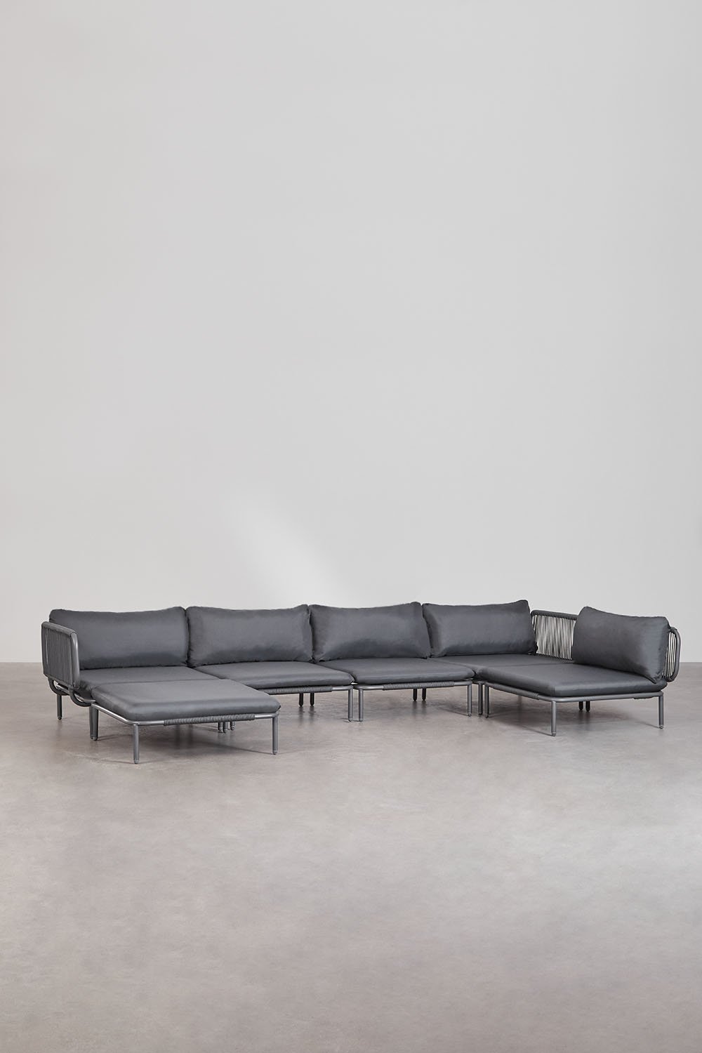 Divano angolare da giardino componibile in 5 pezzi e pouf Roubly , immagine della galleria 1