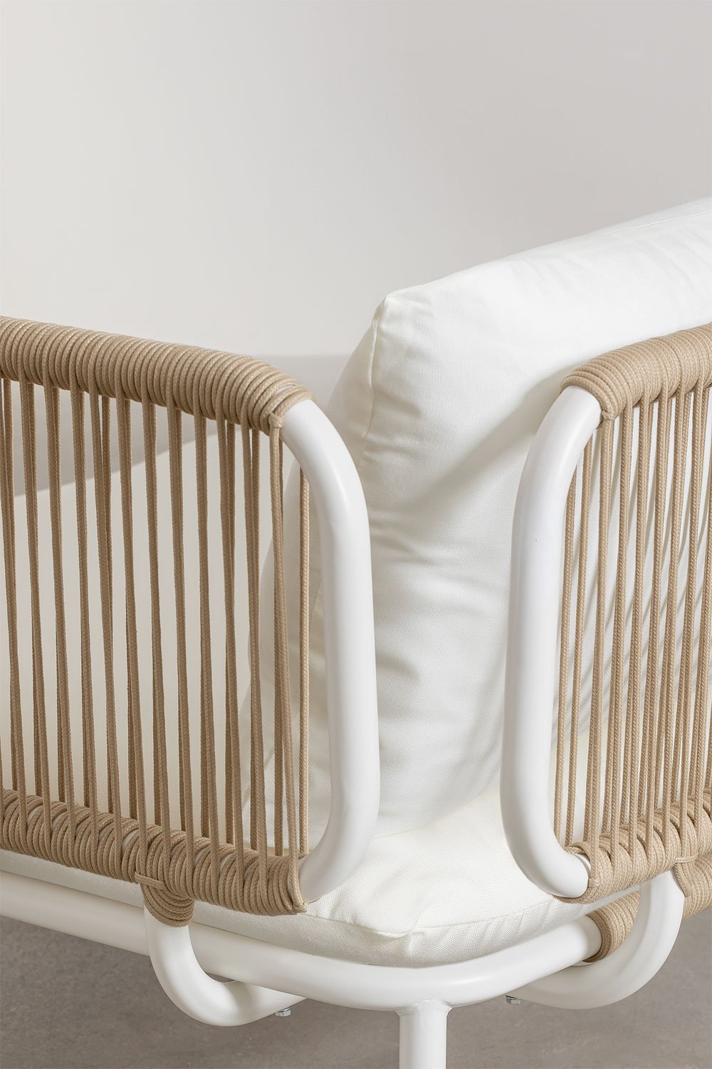 Divano da giardino componibile in 4 pezzi con 2 poltrone angolari, pouf e tavolino Roubly , immagine della galleria 4