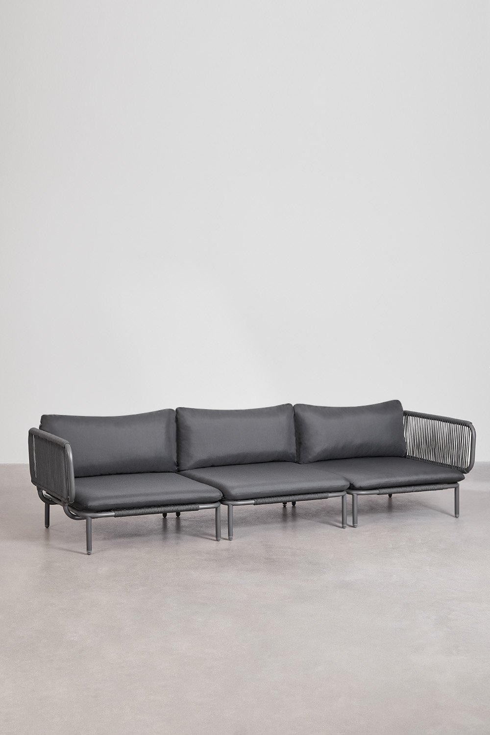 Set da giardino con divano modulare a 3 pezzi con 2 moduli angolari in acciaio Roubly, immagine della galleria 1