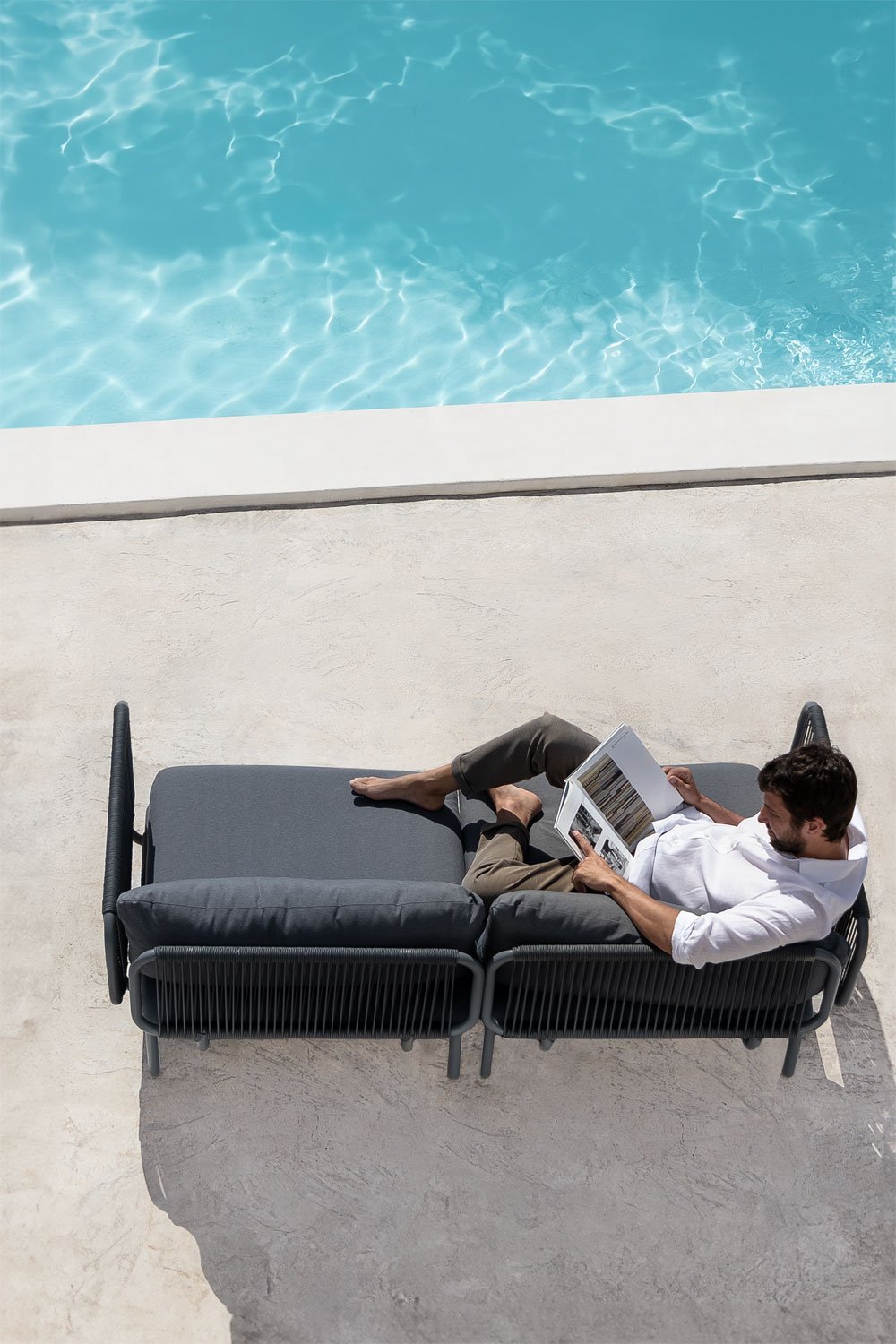 Divano da giardino modulare in 2 pezzi con 2 poltrone angolari Roubly, immagine della galleria 1