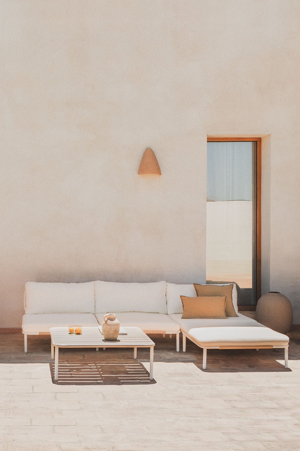 Divano modulare da giardino a 3 pezzi, pouf e tavolino Roubly, immagine della galleria 11