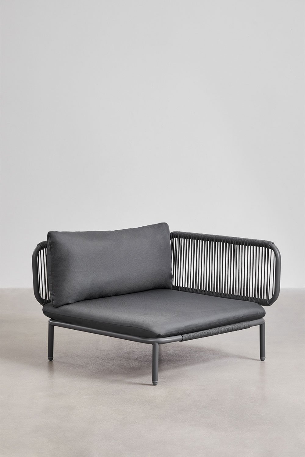 Divano da giardino componibile in 3 pezzi con 2 poltrone angolari, pouf e poltrona Roubly, immagine della galleria 2