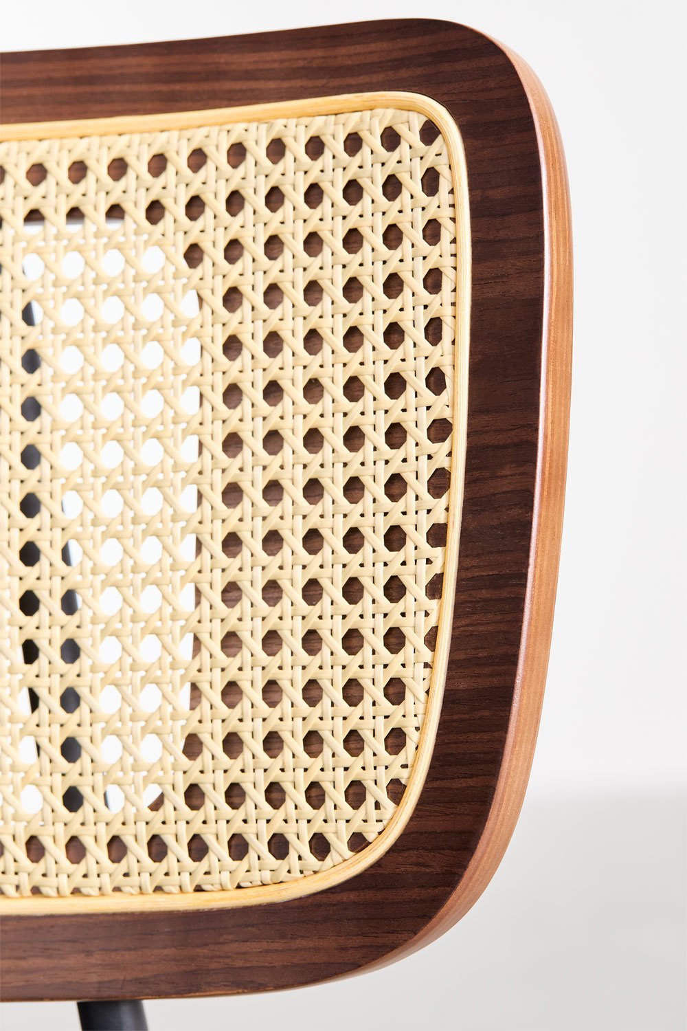 Sedia da scrivania con ruote in legno, rattan e ecopelle Raysa, immagine della galleria 8