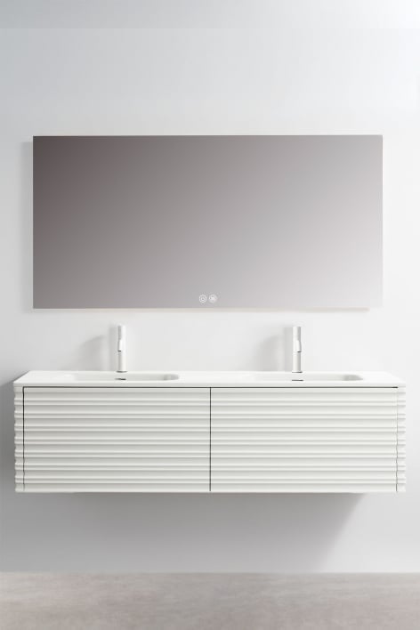 Set mobili da bagno in legno Noura con lavabi integrati