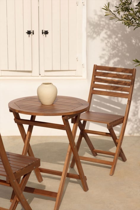 Tavolo da giardino rotondo Ø60 cm pieghevole in legno di acacia Delawer