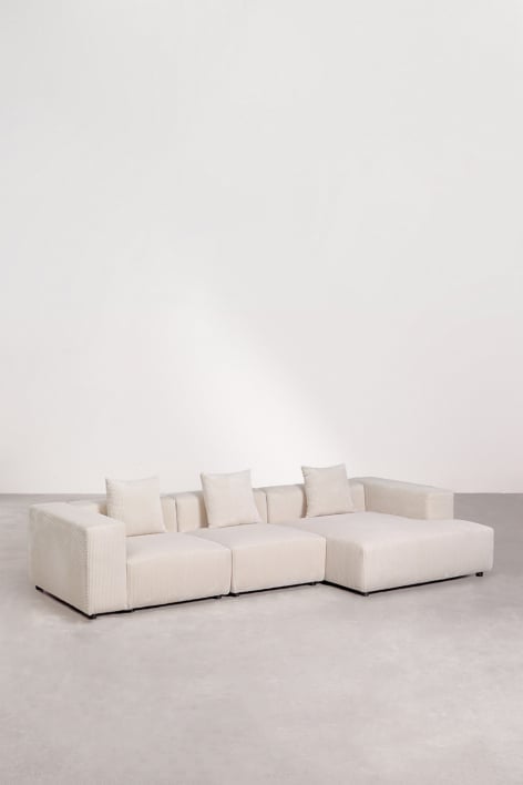 Sofà modulare con chaise longue destra a 3 pezzi (↔︎335 cm) con bracciolo alto Bruna