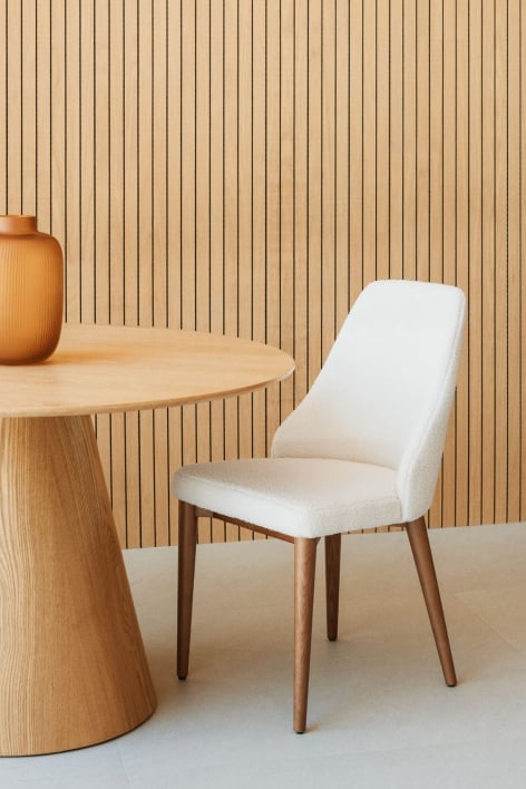 Sedia da pranzo imbottita Leiden - Ciniglia Blanc