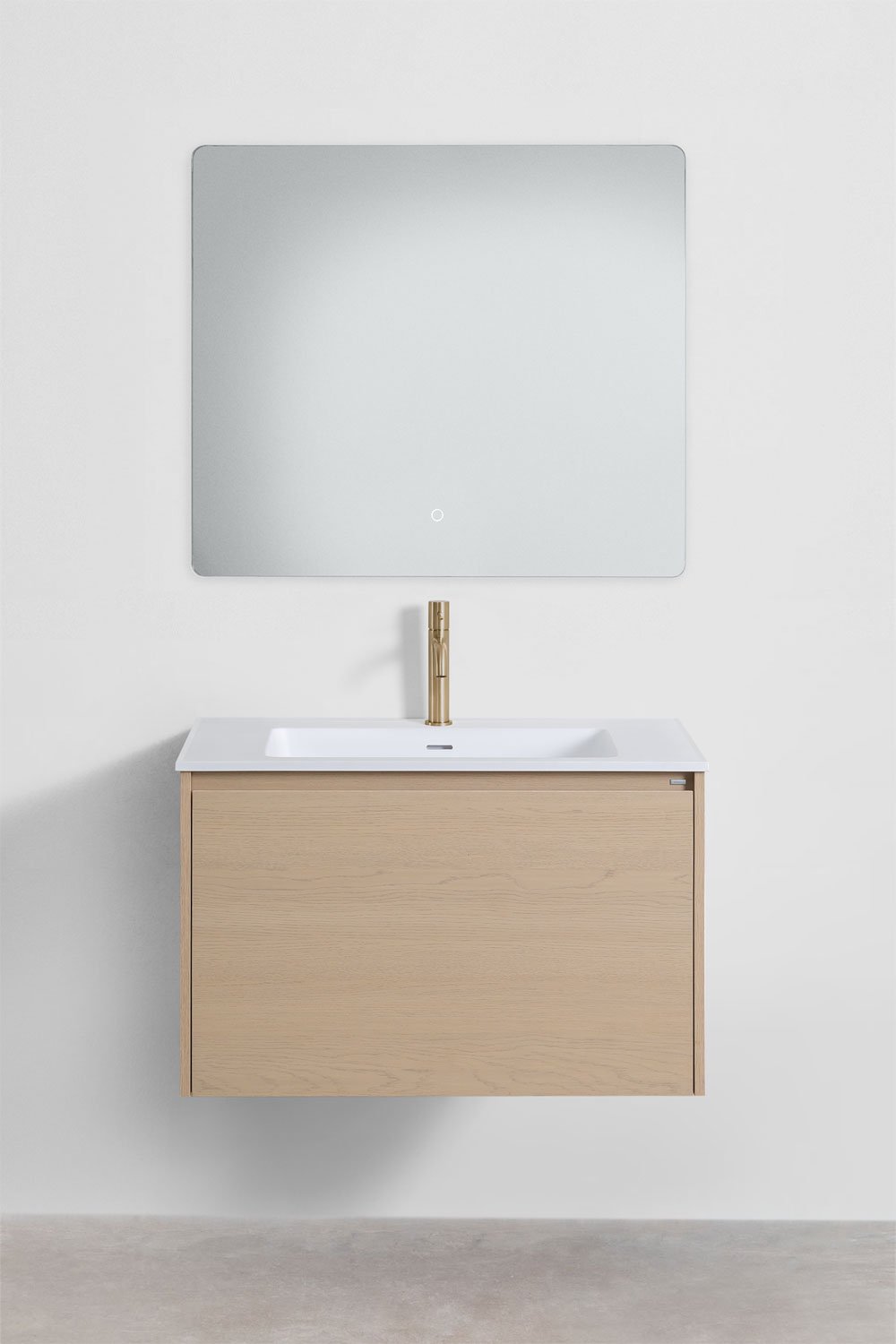 Set di mobili da bagno sospesi in legno con lavabo integrato Jacob, immagine della galleria 2