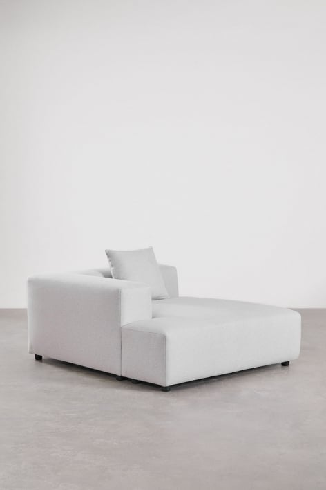 Modulo chaise longue sinistro con cuscino per divano componibile Bruna - Tessuto Grigio Ghiaccio