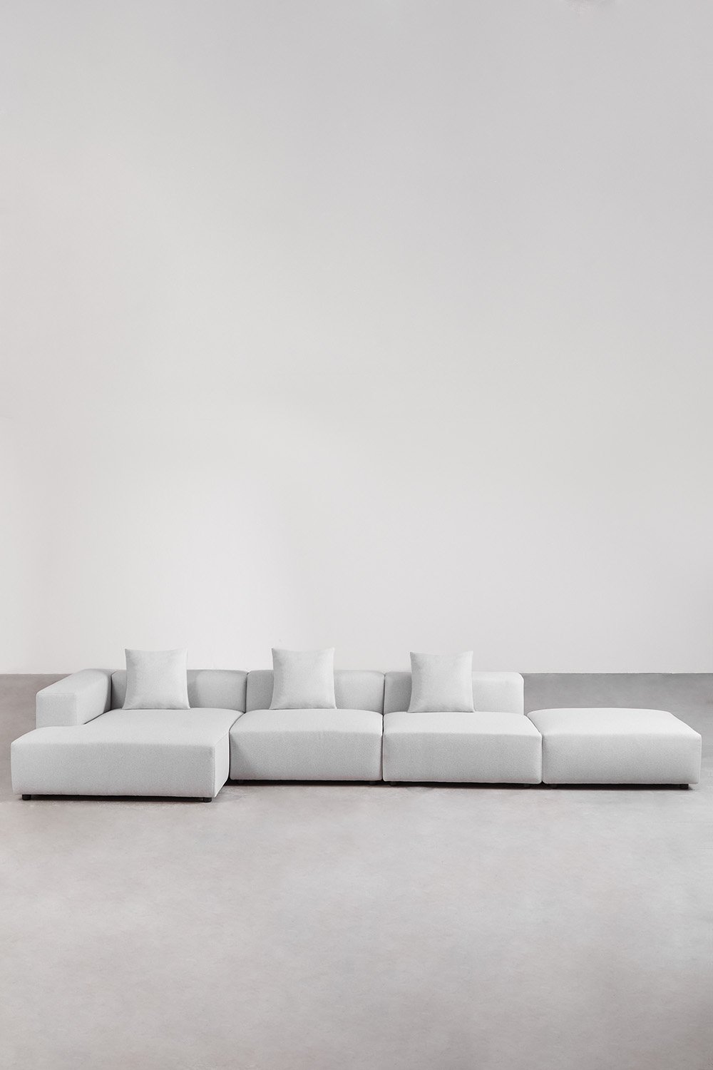 Divano modulare con chaise longue angolare sinistra a 3 pezzi con pouf ↔︎450 cm Bruna, immagine della galleria 4