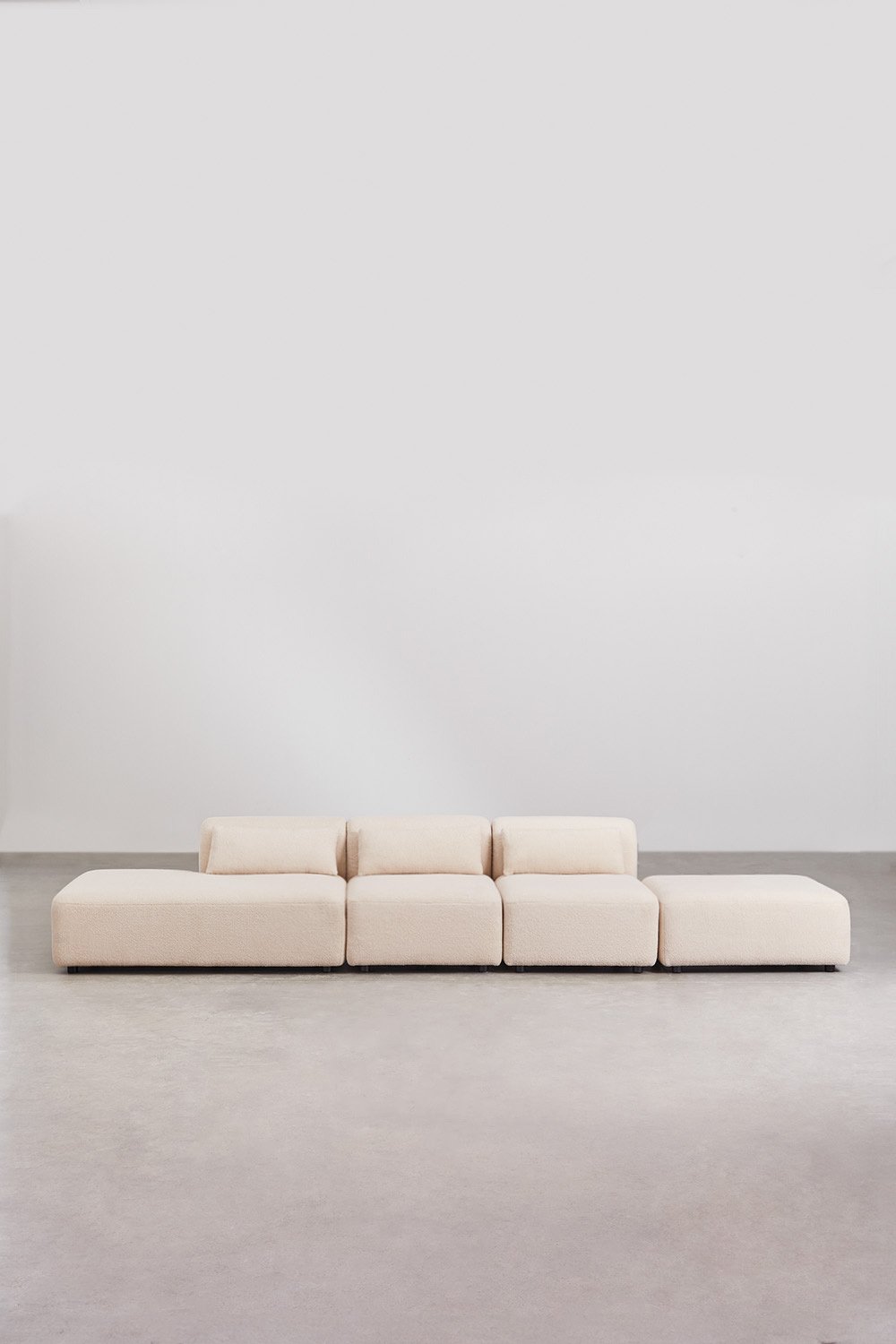 Divano componibile in 3 pezzi con chaise longue sinistra e pouf Fogler, immagine della galleria 4