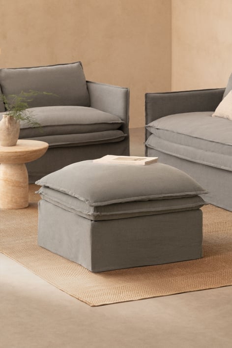 Pouf Grace in lino e cotone