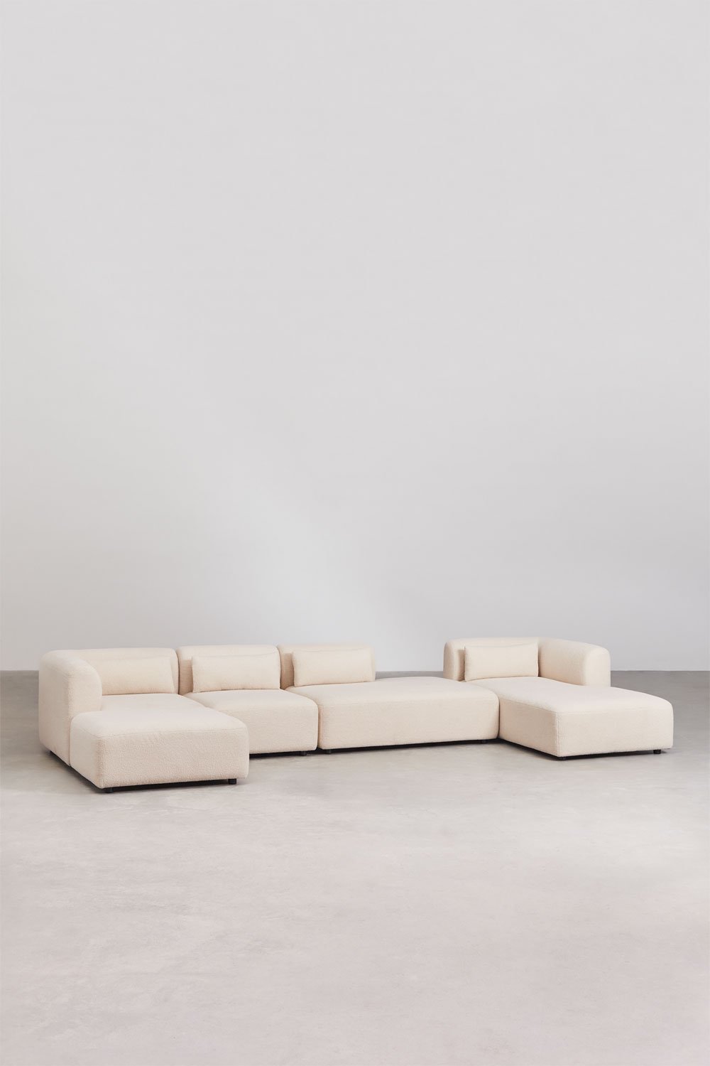 Divano componibile chaise longue destra in 4 pezzi con daybed e pouf Fogler , immagine della galleria 3