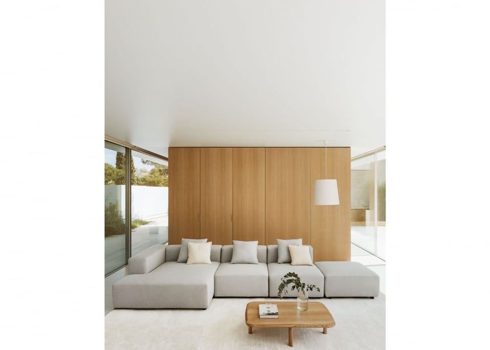 Divano modulare con chaise longue angolare sinistra a 3 pezzi con pouf (↔︎390 cm) Bruna